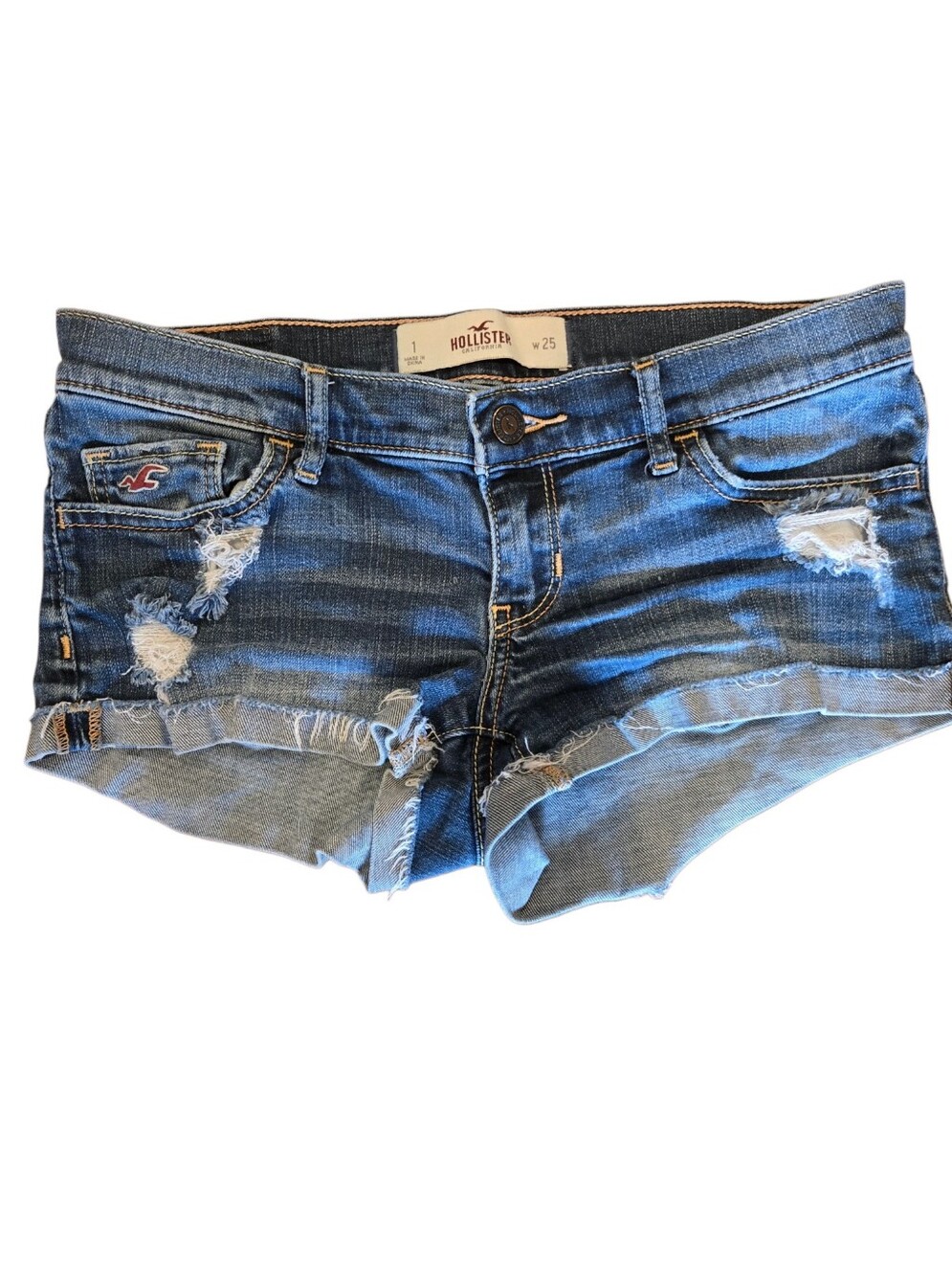 Hollister Y2K Distressed Low-Rise Denim Jean Shorts Size 1